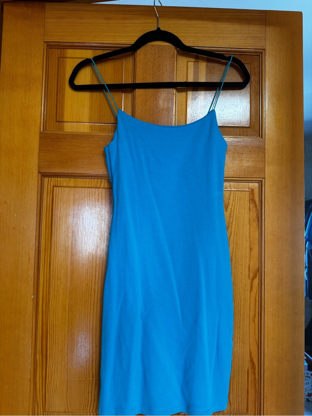 Zara Bright Turquoise Spaghetti Strap Mini Dress